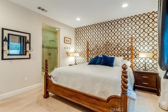 1055 Ford Dr, Nipomo, CA 93444 - bedroom with light colored carpet, recessed lighting, and ensuite bath