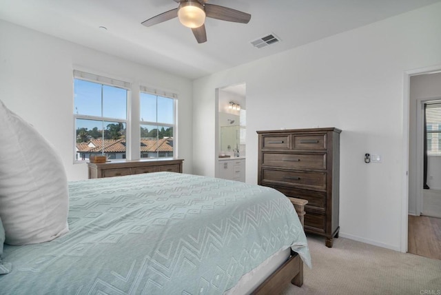 2328 Stardust Gln, Escondido, CA 92025 - bedroom with carpet floors, a ceiling fan, and ensuite bath