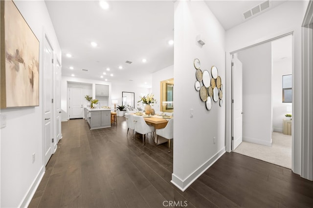 149 Great Park Blvd, Irvine, CA 92618 - hallway featuring dark wood finished floors, recessed lighting, and baseboards