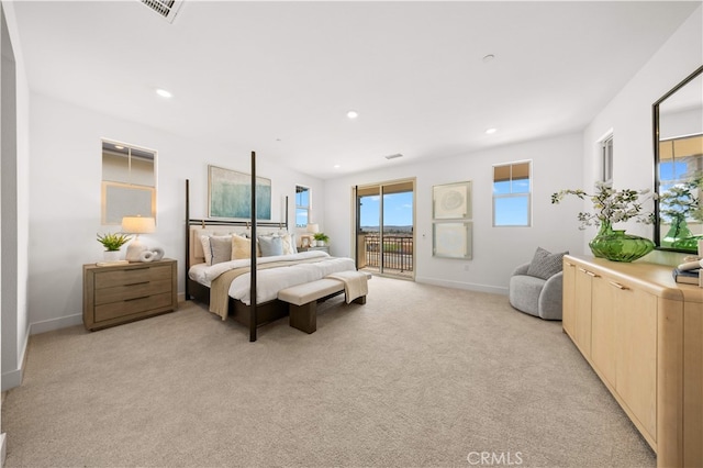 149 Great Park Blvd, Irvine, CA 92618 - bedroom with access to outside, baseboards, light colored carpet, and recessed lighting