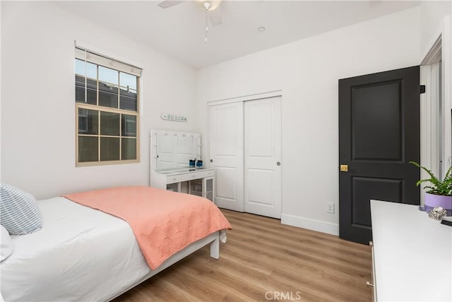 40 Lomada St, Rancho Mission Viejo, CA 92694 - bedroom featuring light wood-style flooring, a closet, and a ceiling fan