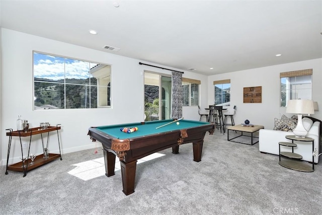 23942 Schoenborn St, West Hills, CA 91304 - playroom with healthy amount of natural light, light carpet, billiards, and recessed lighting