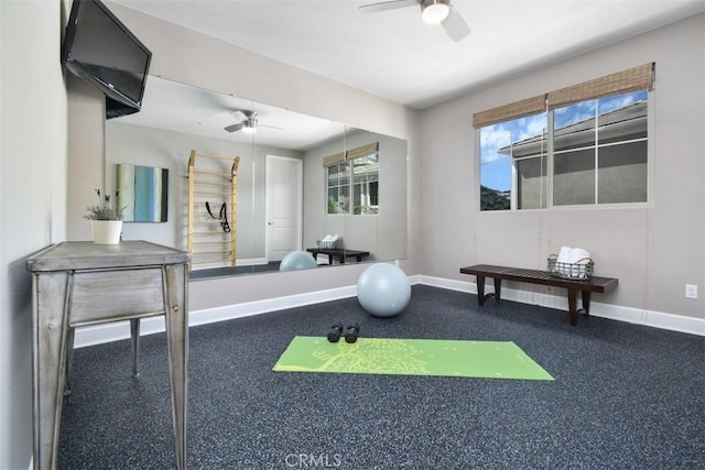 23942 Schoenborn St, West Hills, CA 91304 - exercise room with a ceiling fan and baseboards