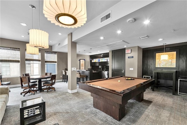 300 E 4th St Unit 204, Long Beach, CA 90802 - game room with light carpet, baseboards, pool table, and recessed lighting