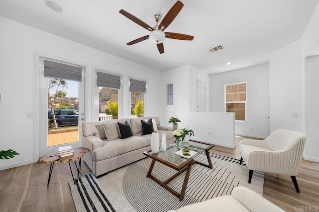 1686 Pember Ave, Chula Vista, CA 91913 - living area with light wood-type flooring, ceiling fan, and recessed lighting