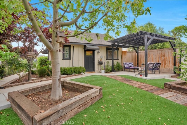 32811 Wesley St, Wildomar, CA 92595 - view of front of house featuring a pergola, board and batten siding, and a patio