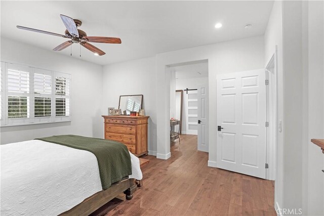 32811 Wesley St, Wildomar, CA 92595 - bedroom with light wood-style floors, recessed lighting, ceiling fan, and baseboards