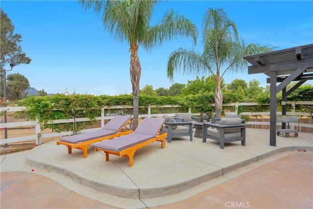 32811 Wesley St, Wildomar, CA 92595 - view of patio / terrace with an outdoor hangout area and a pergola
