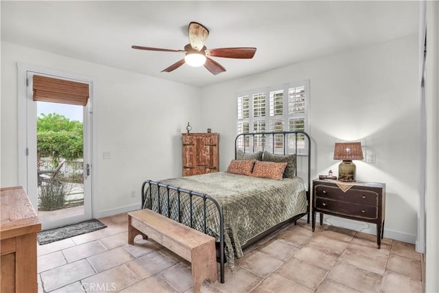 32811 Wesley St, Wildomar, CA 92595 - bedroom featuring access to exterior, baseboards, and ceiling fan