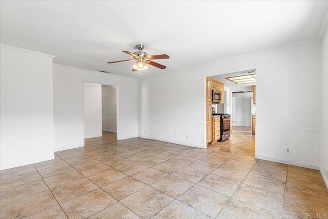 1105 Via Prado, Fallbrook, CA 92028 - unfurnished room featuring ceiling fan, wainscoting, and crown molding