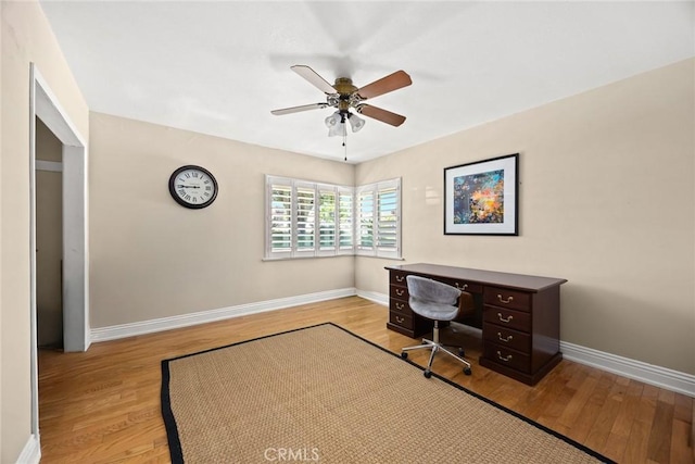 1020 S Montezuma Way, West Covina, CA 91791 - home office with ceiling fan and wood finished floors