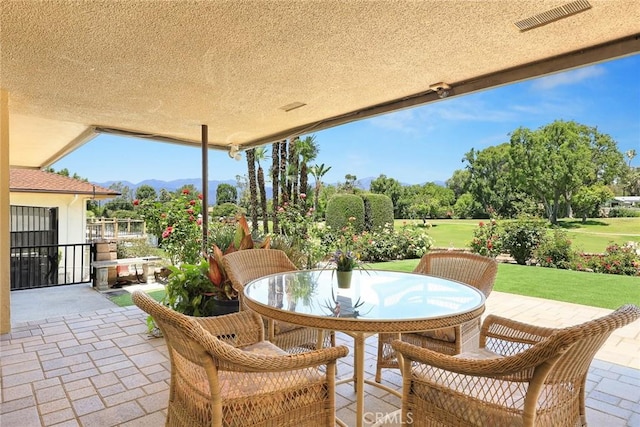 1020 S Montezuma Way, West Covina, CA 91791 - view of patio / terrace with outdoor dining area, golf course view, and a mountain view
