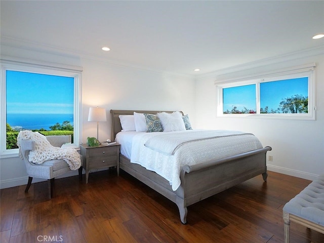 3226 Corinna Dr, Rancho Palos Verdes, CA 90275 - bedroom featuring baseboards, wood finished floors, ornamental molding, and recessed lighting