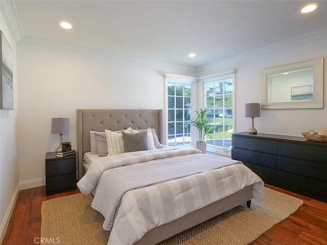 3226 Corinna Dr, Rancho Palos Verdes, CA 90275 - bedroom with ornamental molding, wood finished floors, recessed lighting, and baseboards
