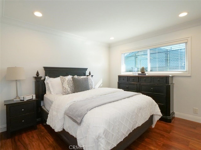 3226 Corinna Dr, Rancho Palos Verdes, CA 90275 - bedroom featuring dark wood-type flooring, crown molding, baseboards, and recessed lighting