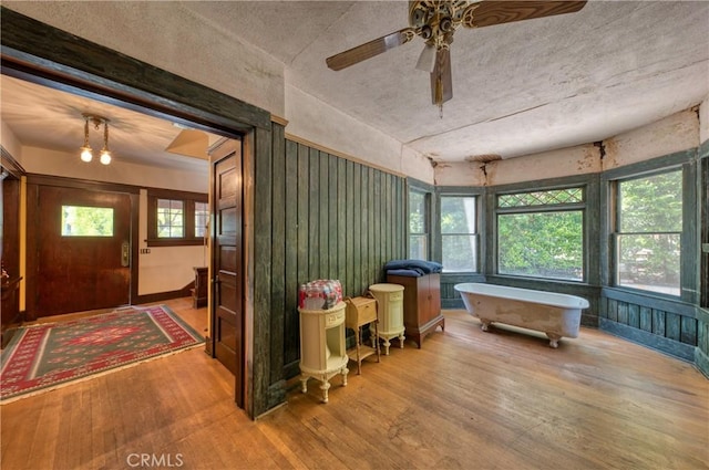 208 Highland Pl, Monrovia, CA 91016 - foyer entrance featuring wood finished floors and a ceiling fan