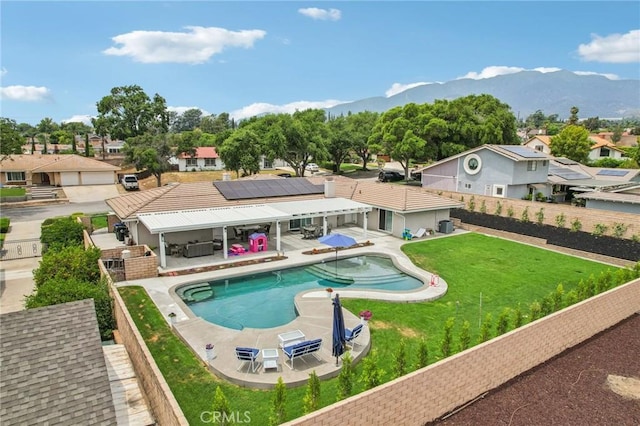 1926 N Vallejo Way, Upland, CA 91784 - view of swimming pool featuring a residential view, a patio, and a mountain view