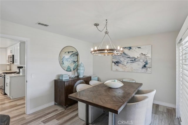 1926 N Vallejo Way, Upland, CA 91784 - dining space with baseboards, light wood-type flooring, and a chandelier