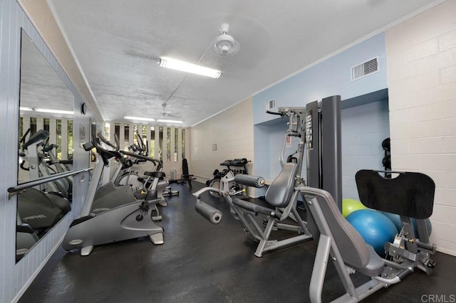 3213 Raintree Cir, Culver City, CA 90230 - exercise room with concrete block wall and ornamental molding