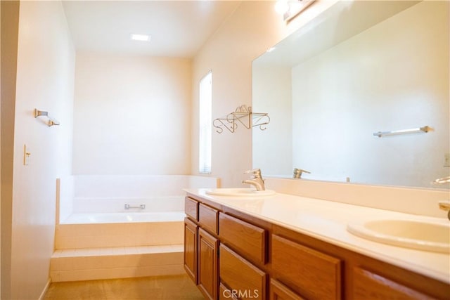2868 Corte Caballos, Camarillo, CA 93010 - full bath featuring a bath, double vanity, and tile patterned flooring
