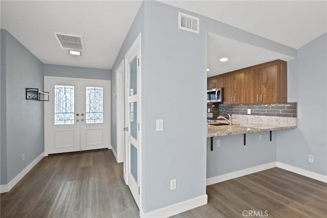 3520 Paseo Flamenco, San Clemente, CA 92672 - foyer entrance featuring french doors, dark wood-type flooring, baseboards, and recessed lighting