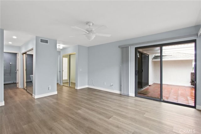 3520 Paseo Flamenco, San Clemente, CA 92672 - empty room with a ceiling fan, wood finished floors, baseboards, and recessed lighting