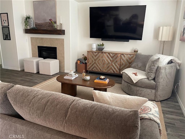 18026 Crabapple Ct, San Bernardino, CA 92407 - living area with wood finished floors and a tiled fireplace