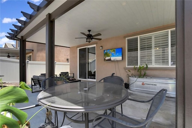 18026 Crabapple Ct, San Bernardino, CA 92407 - view of patio / terrace with ceiling fan and outdoor dining space