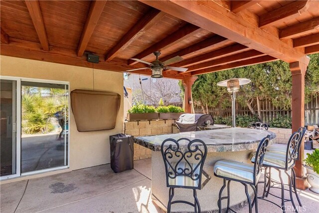 38260 Willow Ct, Murrieta, CA 92562 - view of patio / terrace with a grill and a ceiling fan