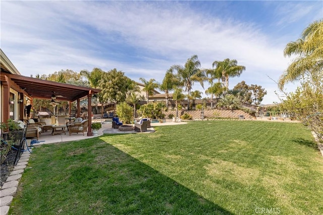 38260 Willow Ct, Murrieta, CA 92562 - view of yard featuring an outdoor hangout area, ceiling fan, and a patio area