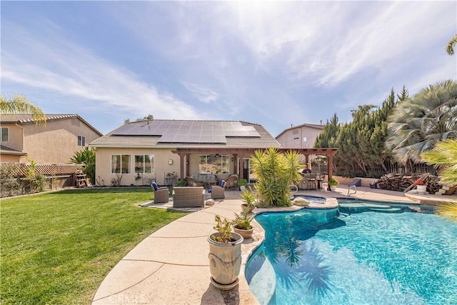 38260 Willow Ct, Murrieta, CA 92562 - view of swimming pool with an outdoor hangout area, a patio, and a pool with connected hot tub