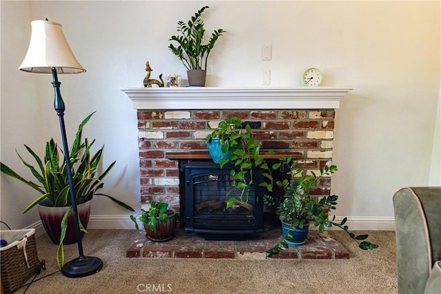 3158 Erie Ave, Merced, CA 95340 - detailed view of carpet flooring and a brick fireplace
