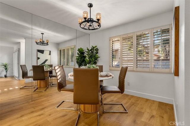 922 N Redding Way Unit E, Upland, CA 91786 - dining room featuring a chandelier, baseboards, and wood finished floors