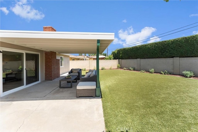 5332 Huntley Ave, Garden Grove, CA 92845 - fenced backyard featuring a patio area and outdoor lounge area