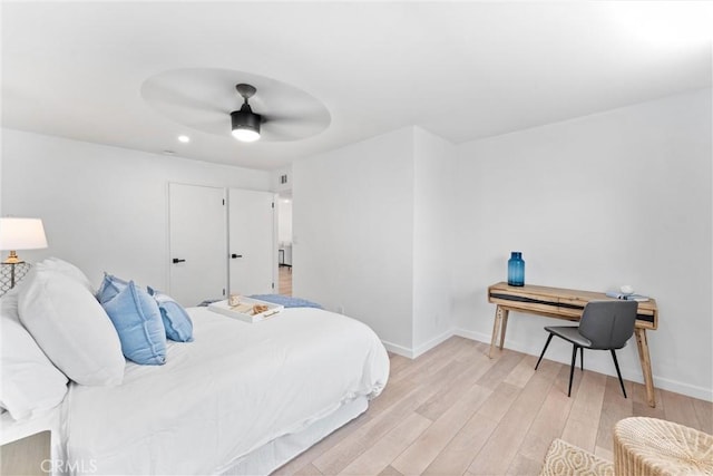5332 Huntley Ave, Garden Grove, CA 92845 - bedroom with light wood-style floors, ceiling fan, and recessed lighting