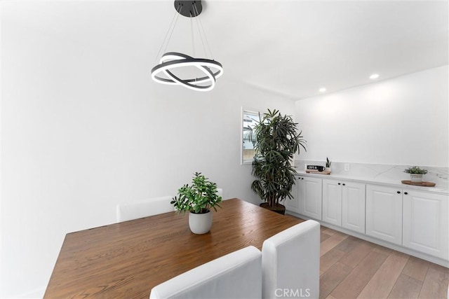 5332 Huntley Ave, Garden Grove, CA 92845 - dining area featuring a chandelier, recessed lighting, and light wood-style flooring