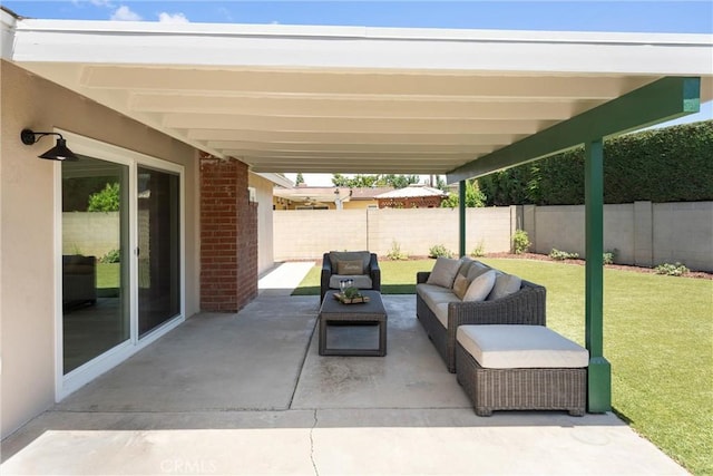 5332 Huntley Ave, Garden Grove, CA 92845 - fenced backyard featuring a patio and outdoor lounge area
