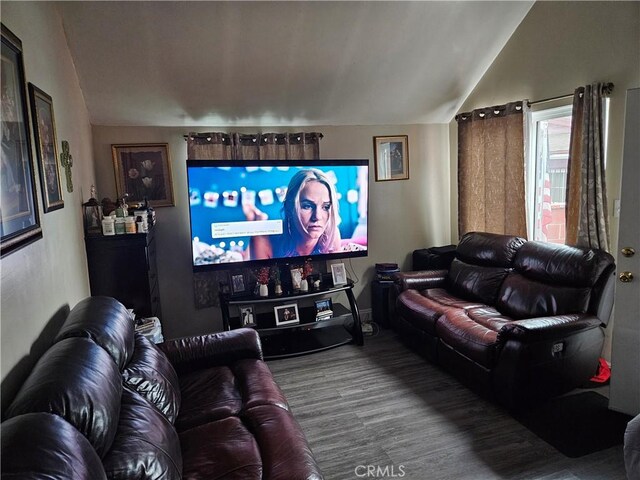 953 E 22nd St, Los Angeles, CA 90011 - living room featuring vaulted ceiling and wood finished floors
