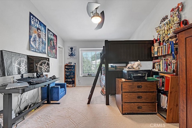7038 De Celis Pl Unit 9, Van Nuys, CA 91406 - carpeted bedroom with a ceiling fan, a closet, and an office area