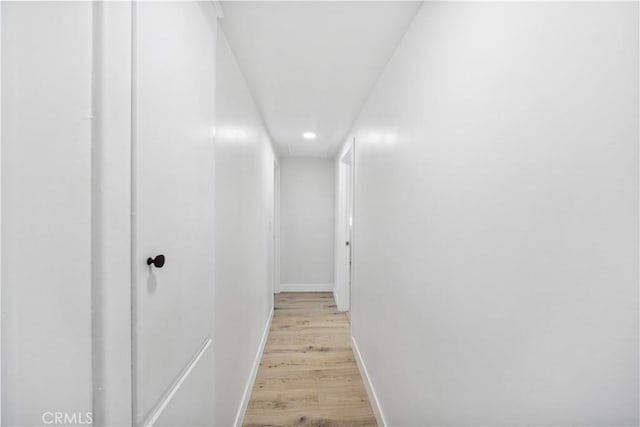 957 N Jasmine Ave, Ontario, CA 91762 - hall with attic access, light wood-style flooring, baseboards, and recessed lighting