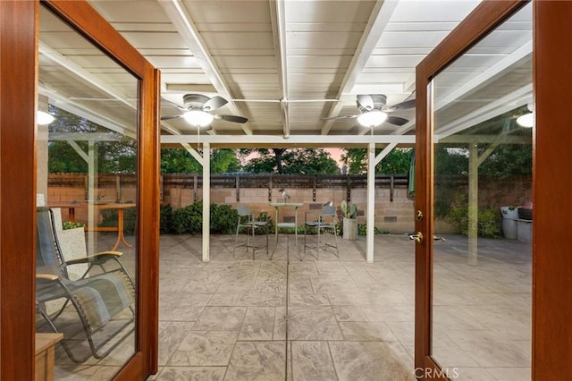18770 Community St, Northridge, CA 91324 - unfurnished sunroom with beamed ceiling