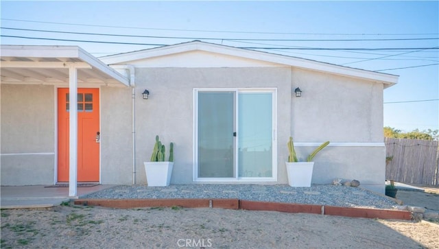 61748 Valley View Cir, Joshua Tree, CA 92252 - doorway to property with stucco siding