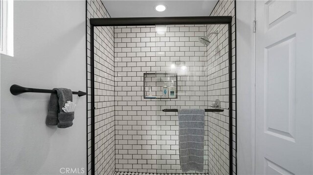 61748 Valley View Cir, Joshua Tree, CA 92252 - full bathroom featuring a stall shower and recessed lighting