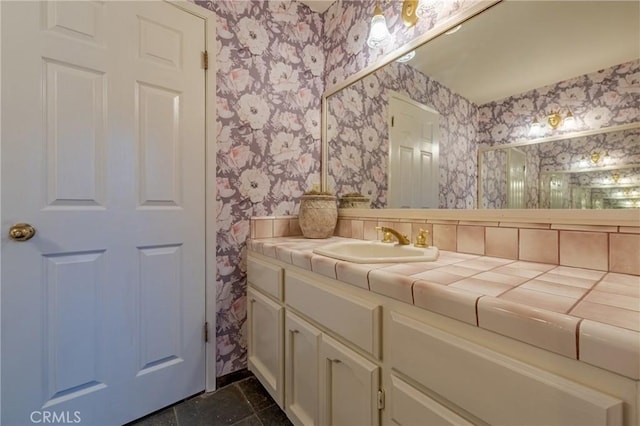 2020 Station Ave, Atwater, CA 95301 - bathroom featuring wallpapered walls and vanity