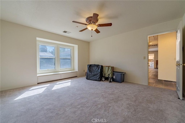 2020 Station Ave, Atwater, CA 95301 - unfurnished room featuring attic access, carpet floors, and a ceiling fan