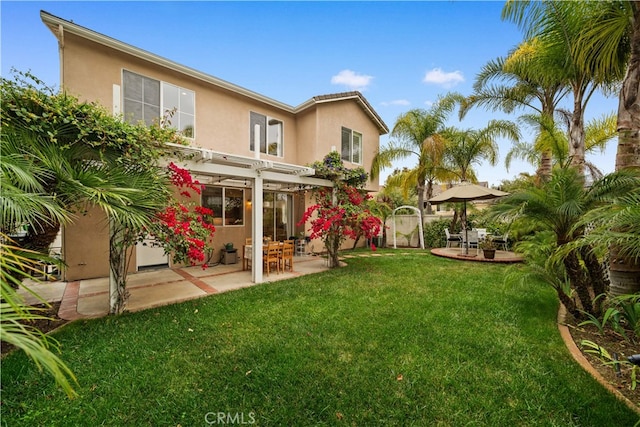 2 Corte Arbertura, San Clemente, CA 92673 - back of property with stucco siding, a pergola, and a patio area