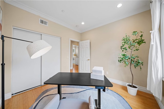2 Corte Arbertura, San Clemente, CA 92673 - office space featuring light wood-style floors, crown molding, recessed lighting, and baseboards