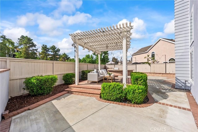 21592 Fernbrook Unit 195, Mission Viejo, CA 92692 - fenced backyard featuring an outdoor living space, a pergola, and a patio