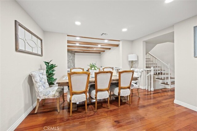 402 El Centro St Unit 13, South Pasadena, CA 91030 - dining room featuring wood finished floors, recessed lighting, stairs, and baseboards