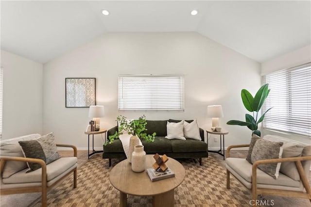 22972 Caminito Linda, Laguna Hills, CA 92653 - living area featuring lofted ceiling, recessed lighting, and baseboards